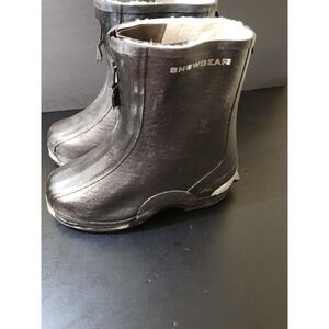 Snowgear Mens 11 Winter Boots Black Waterproof Studded Ice Traction Faux Lined